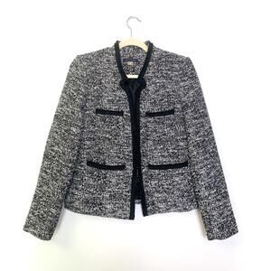 Tommy Hilfiger Black White Tweed Jacket Blazer Size 6 Classic Feminine Workwear